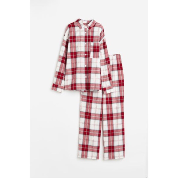 Red Plaid Pajama Shirt and Pants Set (S, M) - Picture 4 of 5